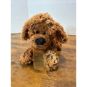 Fluffy Brown Brindle Shaggy Puppy Hound Dog Plush Stuffed Animal Toy 10" Stuffie
